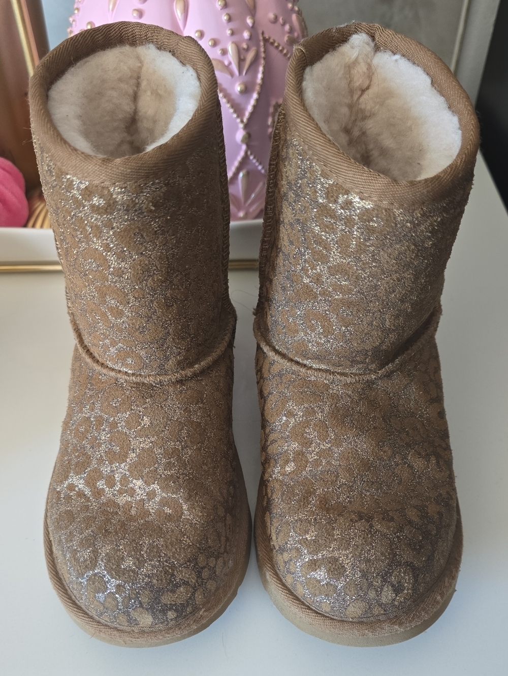UGG Tan Glitter Leopard Girls Boots